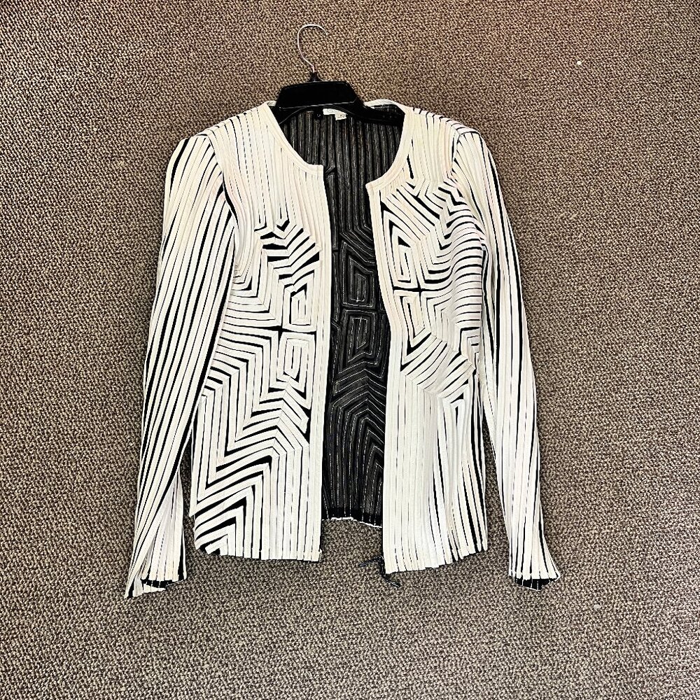 Obstinee Zip Up Jacket - Cloth Strips Sewn on Mesh